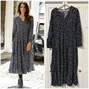 NWT Lascana Dark Floral Black Maxi Dress Viscose Fairy Grunge Romantic Size 10